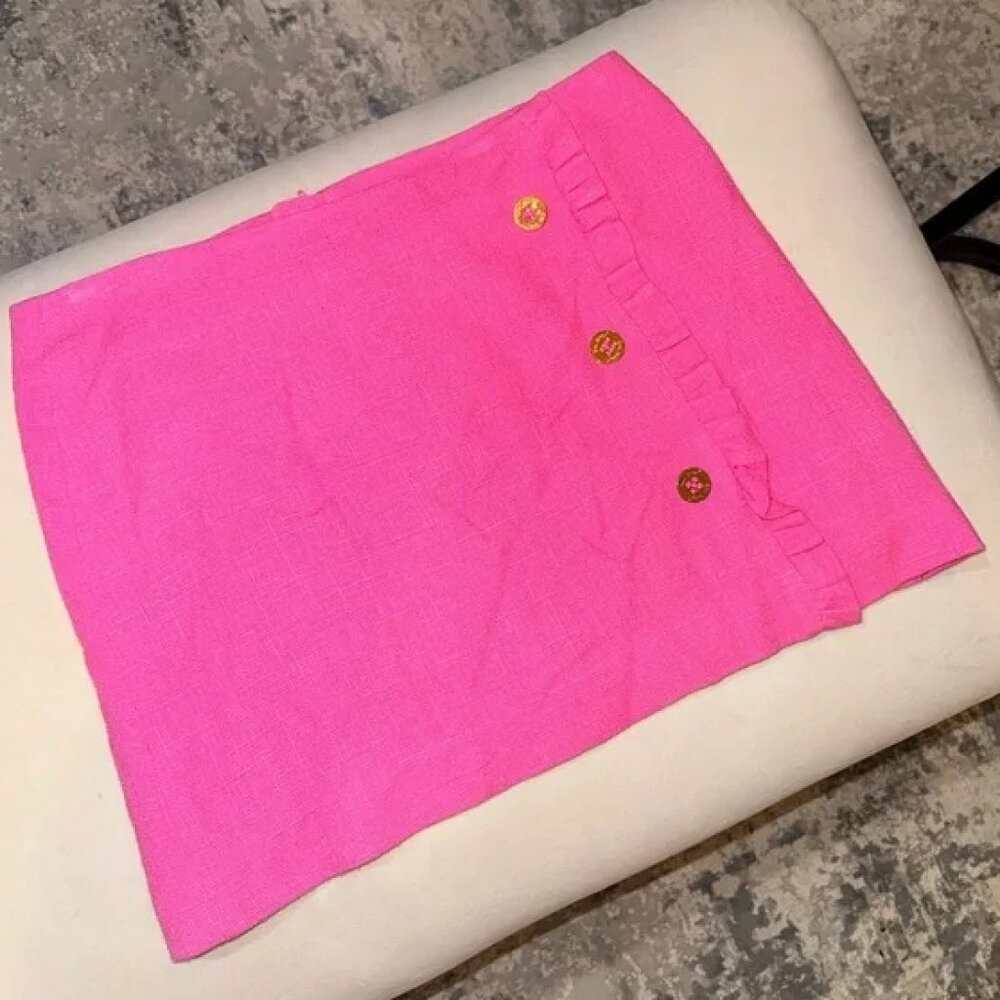 Lilly Pulitzer Hot Pink Ruffled Tweed Mini Skirt